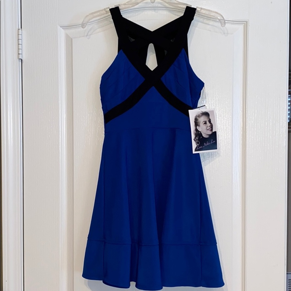 Love Nickie Lew Mini Dress Size 5 Blue/Black NWT